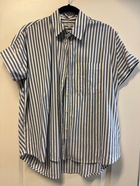 Madewell Blue & White Striped Short-Sleeve Shirt